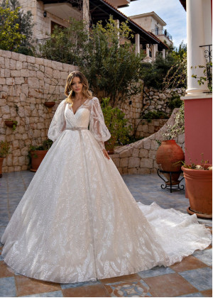 Puff Sleeves Ivory Lace Sparkly Luxury Wedding Dress Puff Sleeves Ivory Lace Sparkly Luxury Wedding Dress